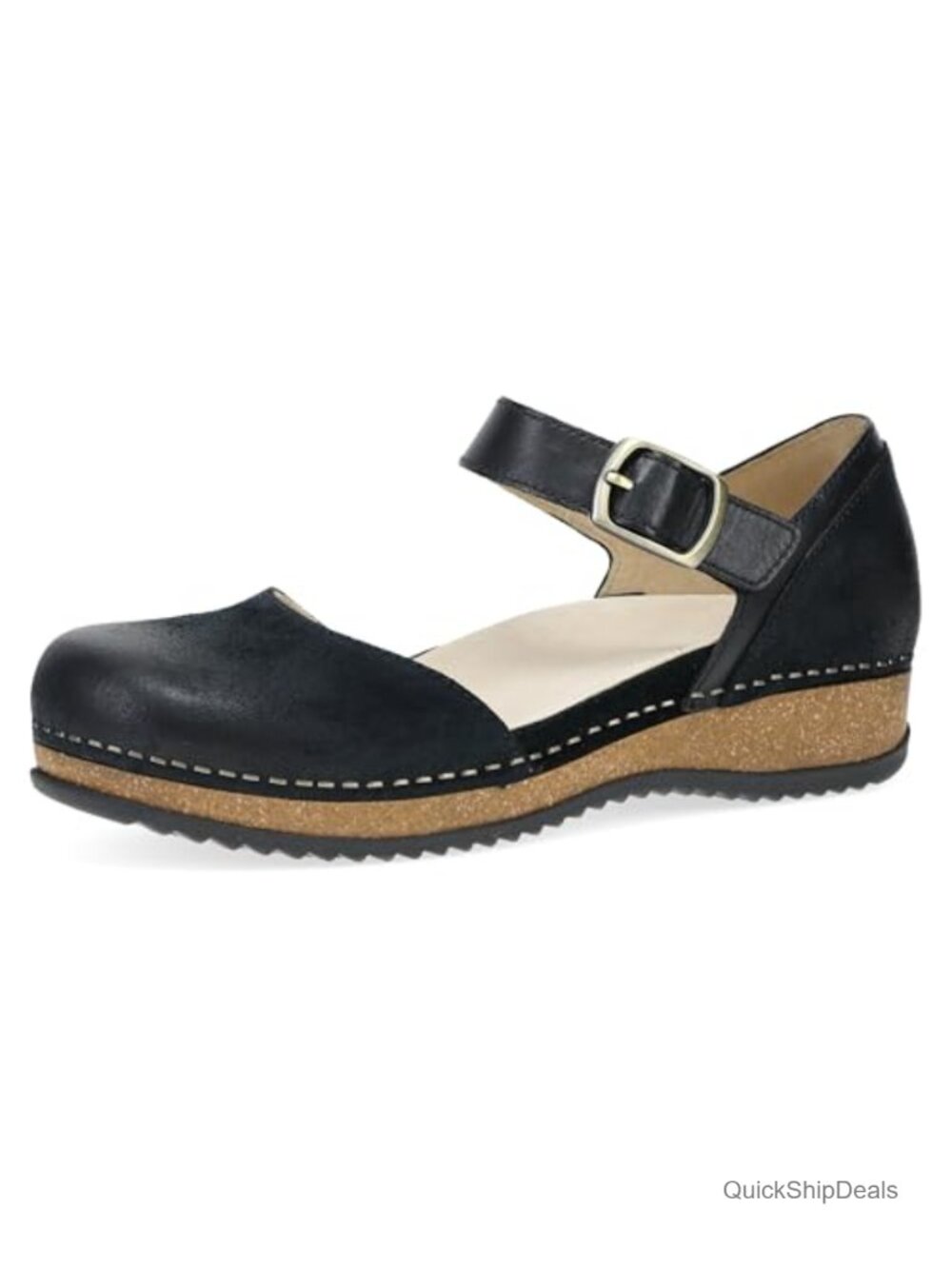 Mae Mary Jane Leather Flats Adjustable Hook Loop Chemise